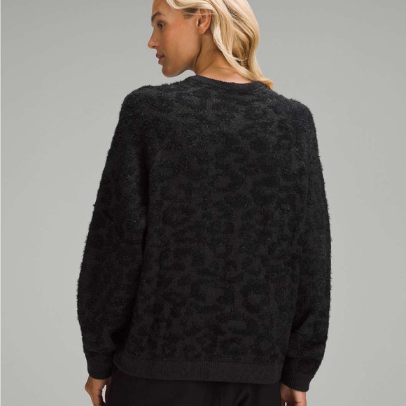 Lululemon Wool-Blend Jacquard Sweater Knit Leopard Graphite Grey Black Large - Picture 13 of 14